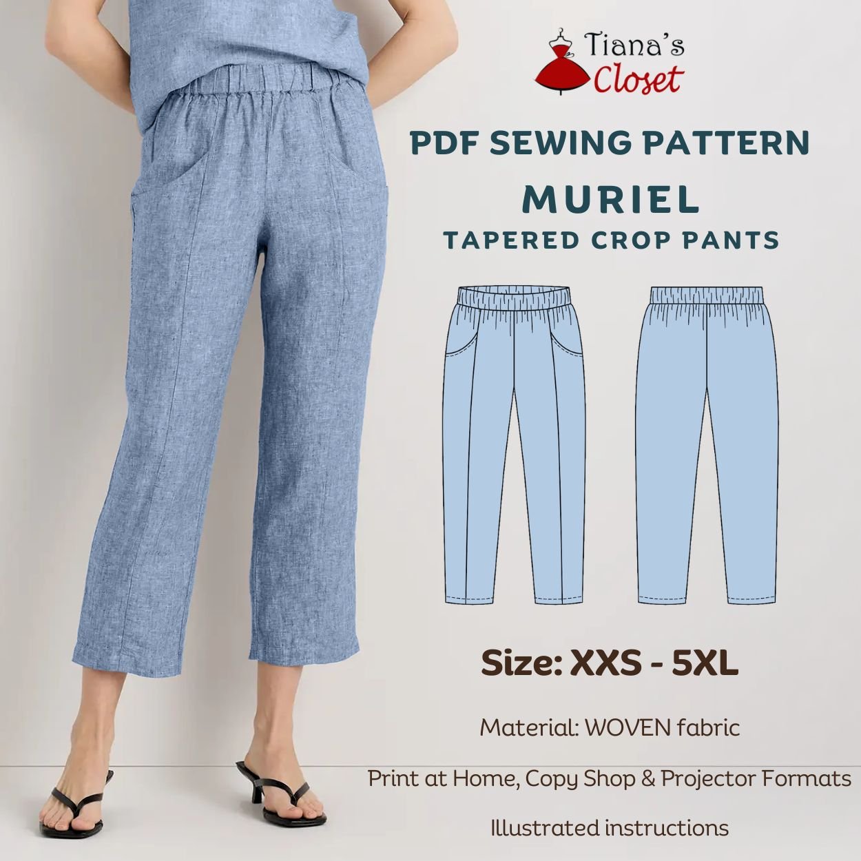 Muriel Elastic Waist Tapered Crop Pants