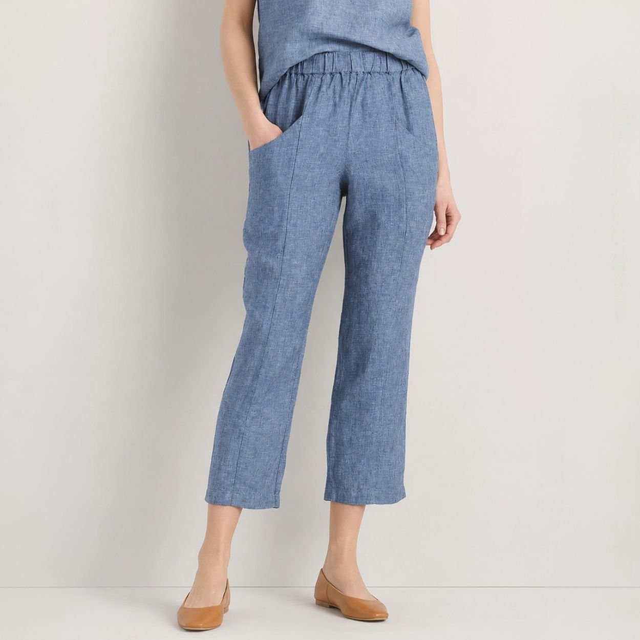 Muriel Elastic Waist Tapered Crop Pants - Image 4