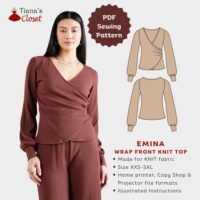 Emina Long Sleeve Wrap Front Knit Top
