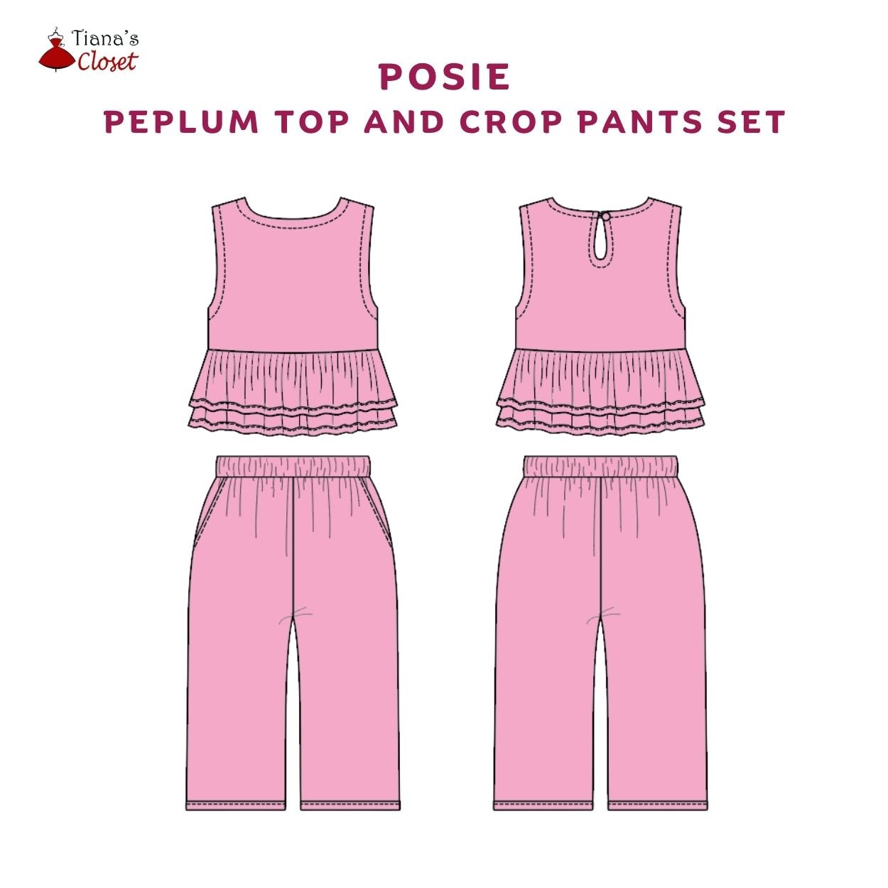 Posie Peplum Top & Crop Pants Set (Kids) - Image 2