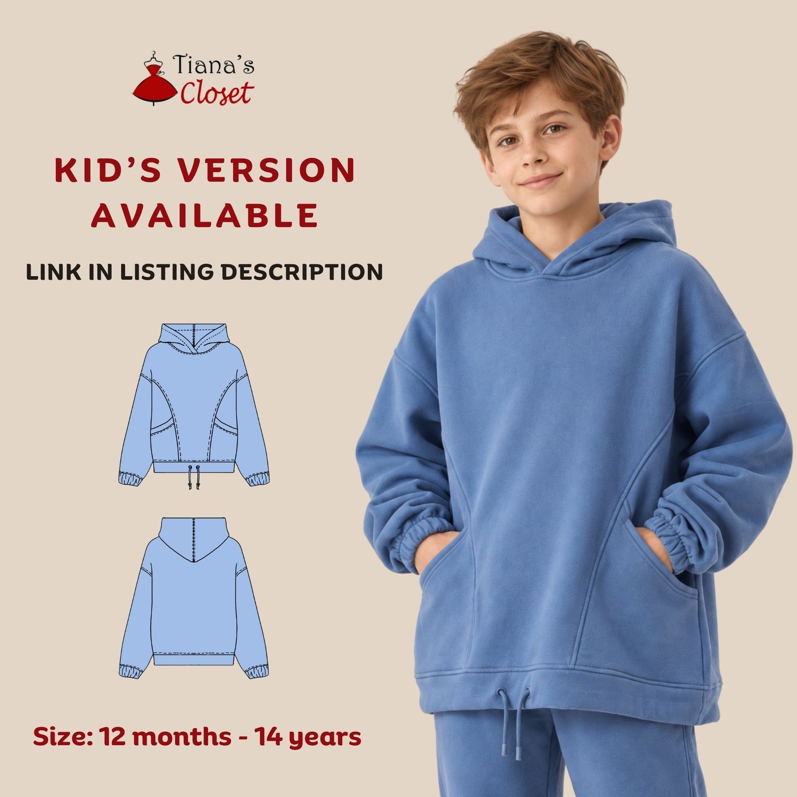 Frankie Oversized Hoodie with Pocket Detail - Image 8