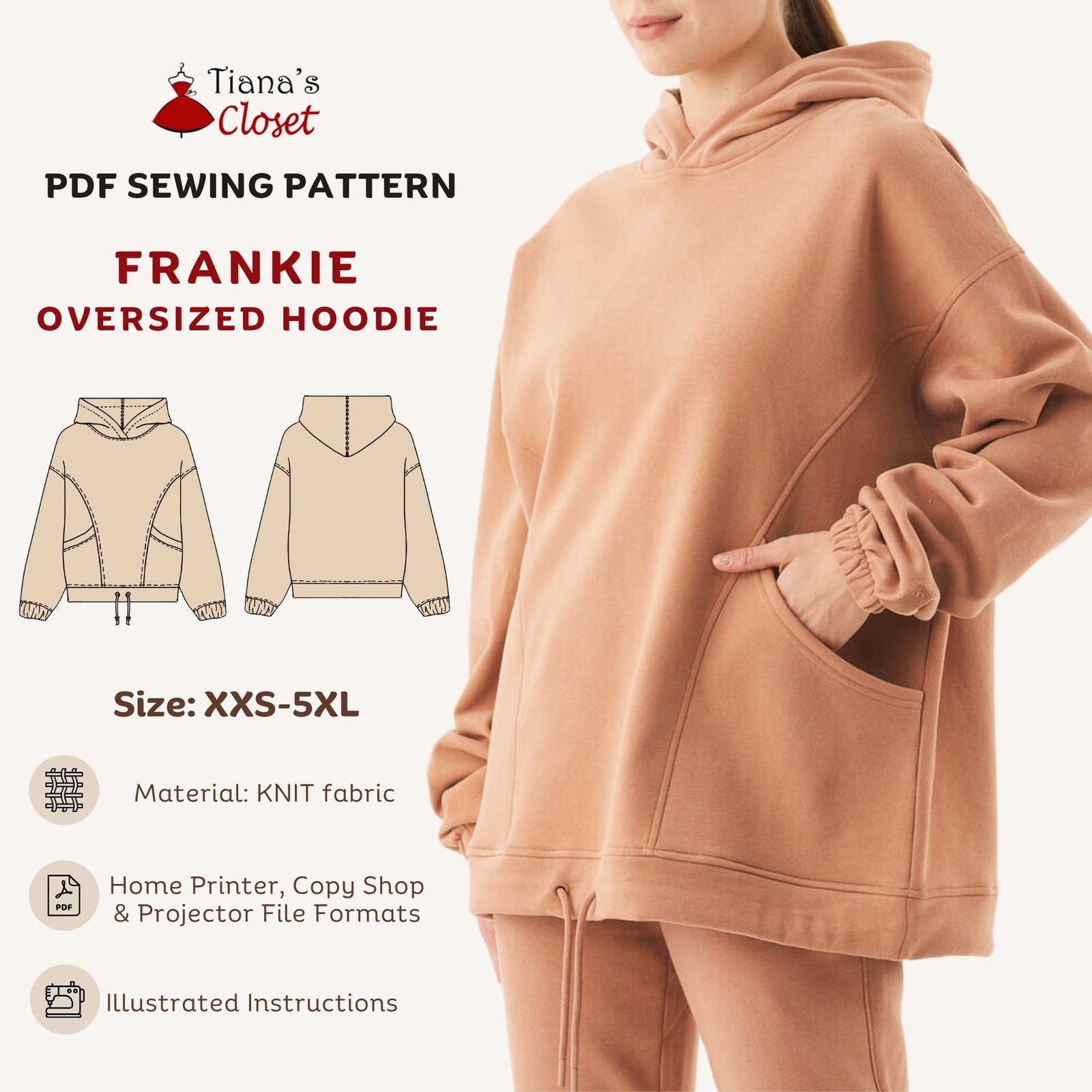 Frankie Oversized Hoodie with Pocket Detail