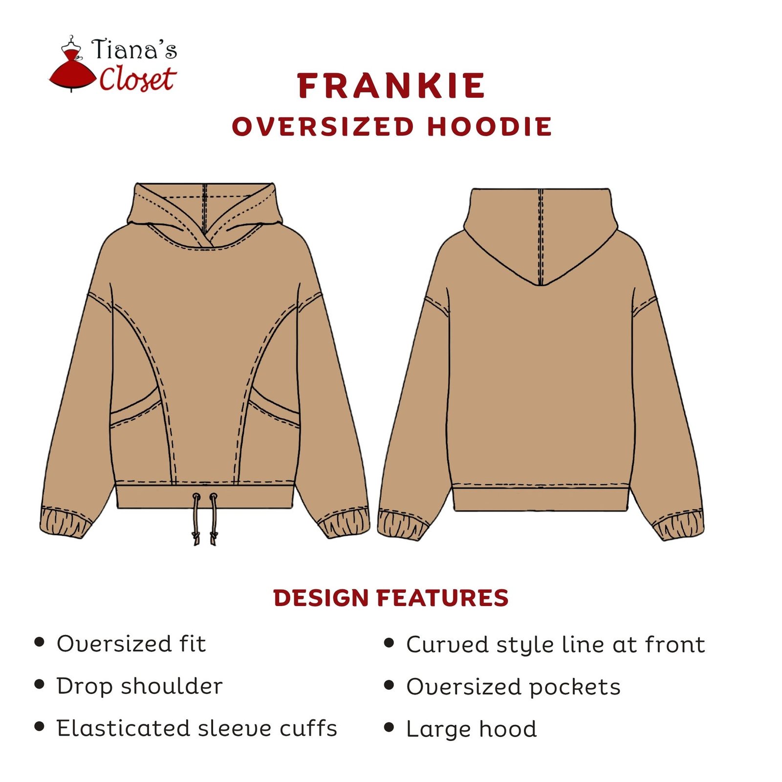 Frankie Oversized Hoodie with Pocket Detail - Image 2