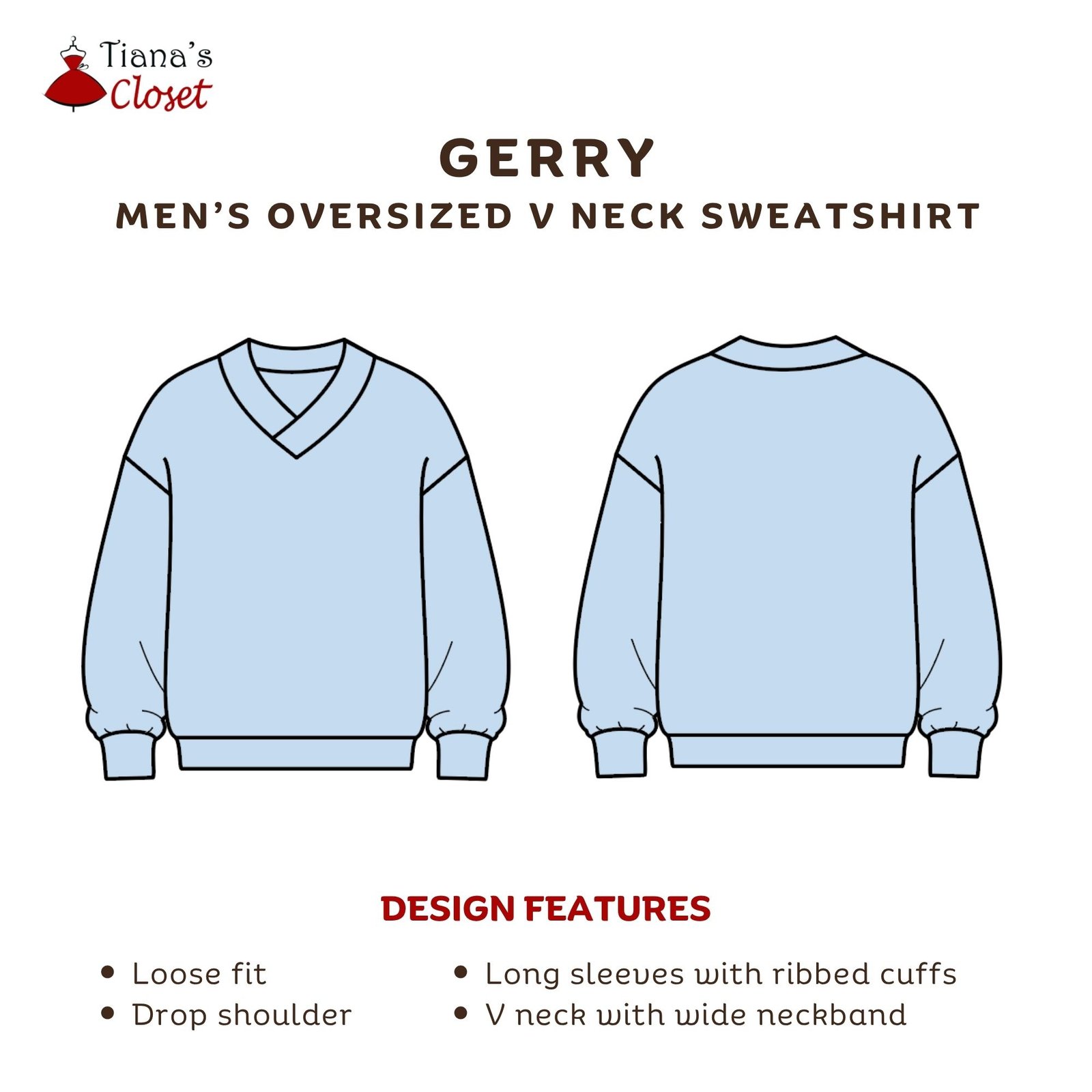 Gerry Drop Shoulder V Neck Sweatshirt - Image 2